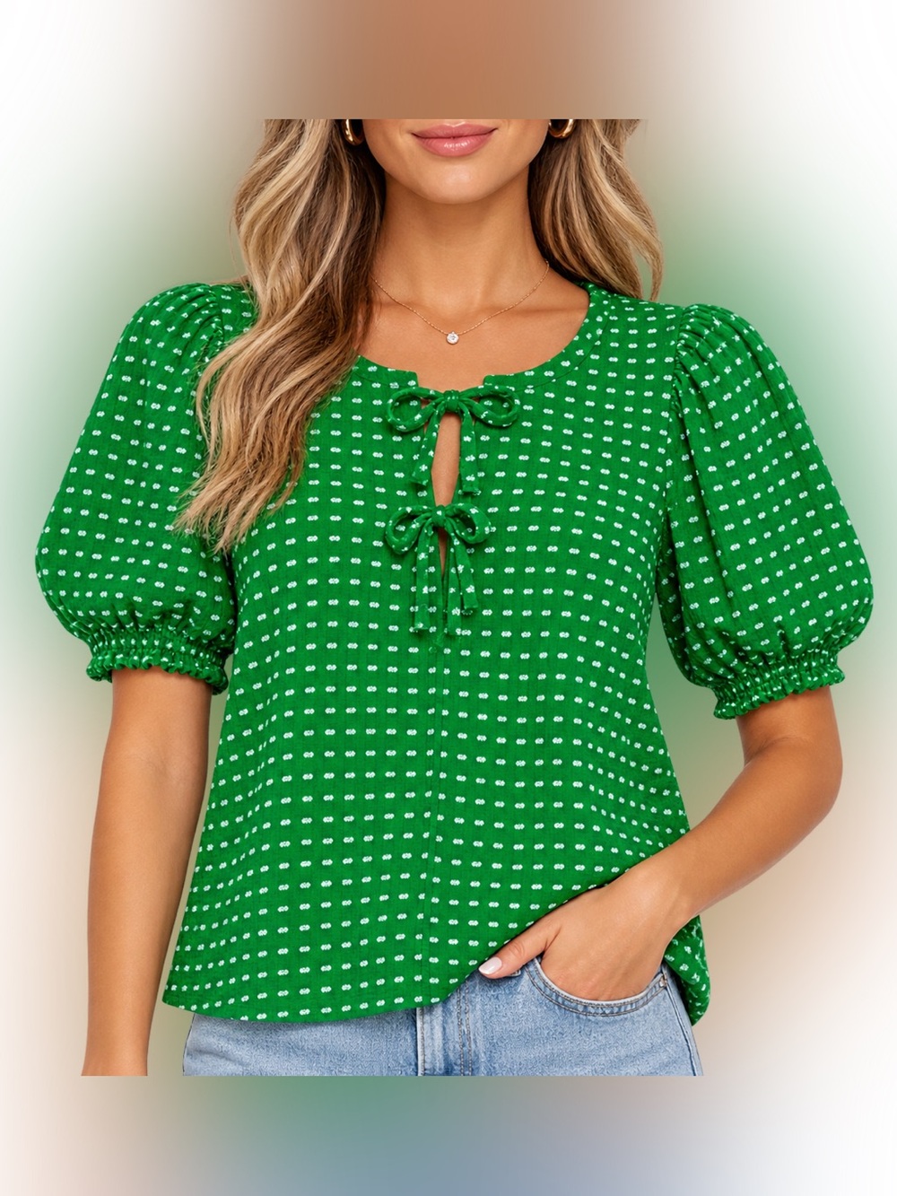 Kate Spade New York x Target Textured Polka Dot Puff Short Sleeve Blouse XS